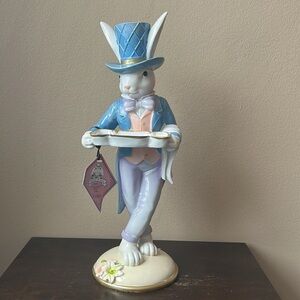 New Tophat & Tail New Bunny Figurine With Platter Tall Madhatter 16” Tall